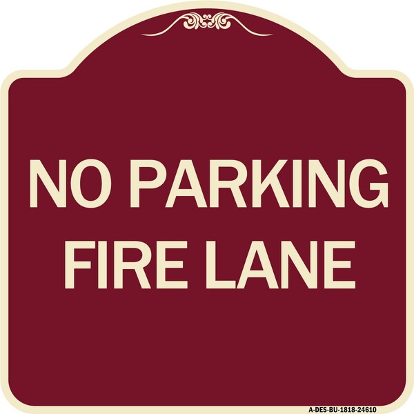 Pavement Stencil No Parking Fire Lane Heavy-Gauge Aluminum Sign, 18" x 18", BU-1818-24610